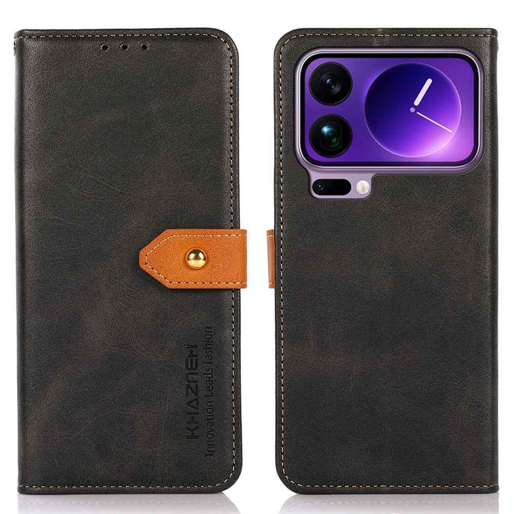 KHAZNEH For Xiaomi 17 Pro Wallet Phone Case Stand Leather Flip Cover - Black