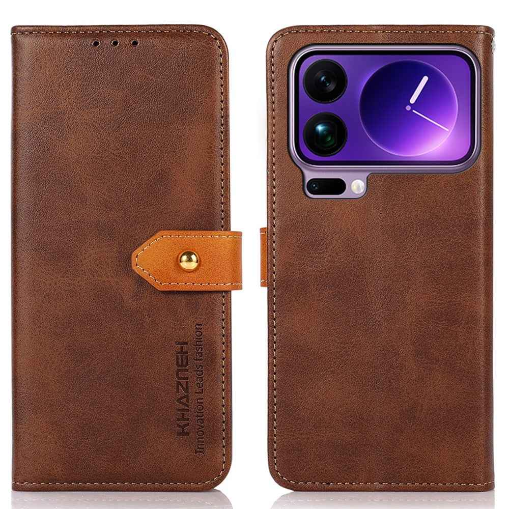 KHAZNEH For Xiaomi 17 Pro Wallet Phone Case Stand Leather Flip Cover - Brown