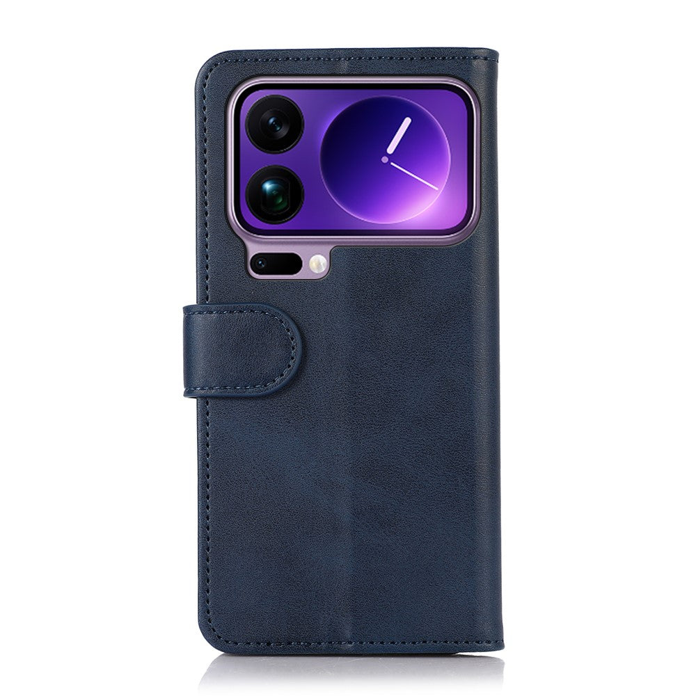 For Xiaomi 17 Pro Max Case Cowhide Texture Leather Wallet Phone Cover with Stand - Blue