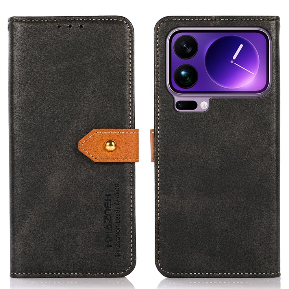 KHAZNEH For Xiaomi 17 Pro Max Wallet Phone Case Stand Leather Flip Cover - Black