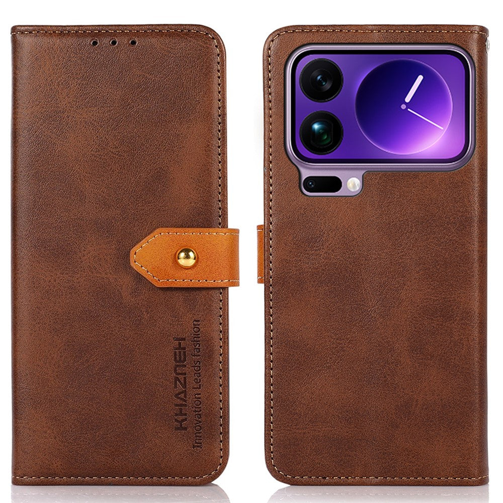 KHAZNEH For Xiaomi 17 Pro Max Wallet Phone Case Stand Leather Flip Cover - Brown
