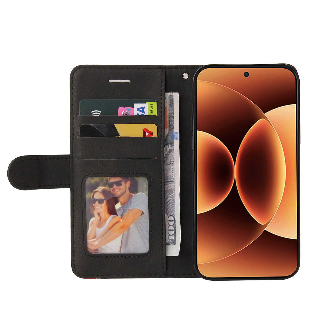 For Xiaomi 17 Pro Max Leather Phone Case Stand Wallet with Bi-colour Splicing Design - Black