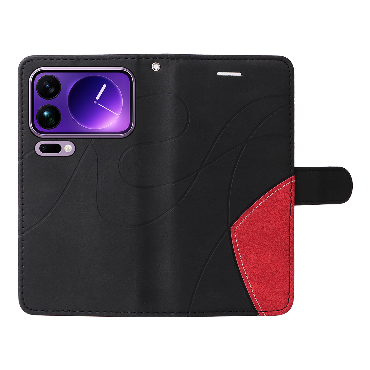 For Xiaomi 17 Pro Max Leather Phone Case Stand Wallet with Bi-colour Splicing Design - Black