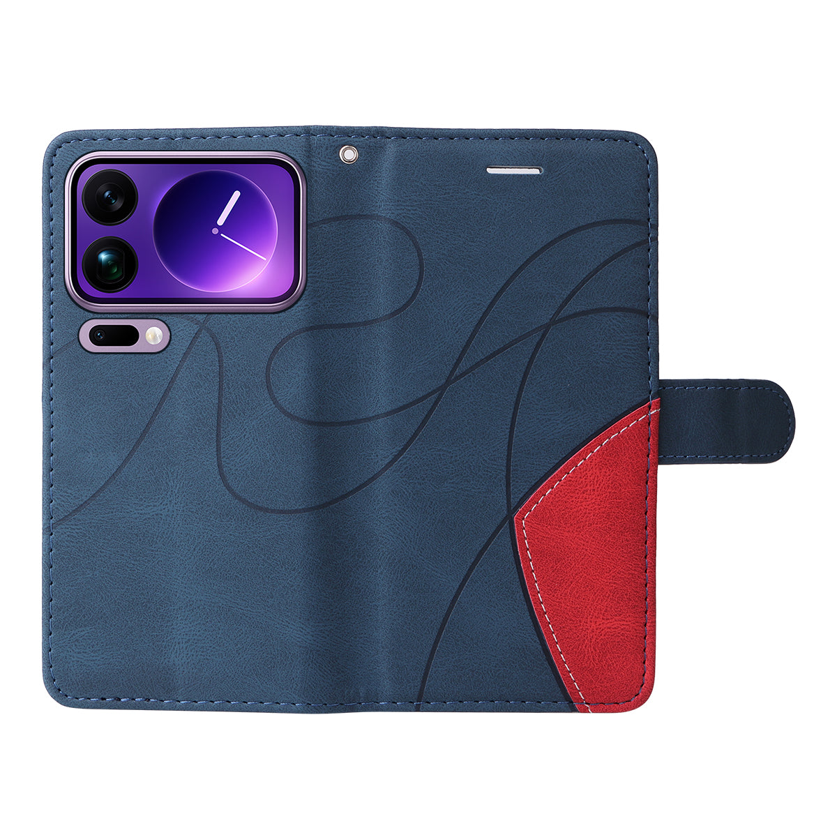 For Xiaomi 17 Pro Max Leather Phone Case Stand Wallet with Bi-colour Splicing Design - Blue