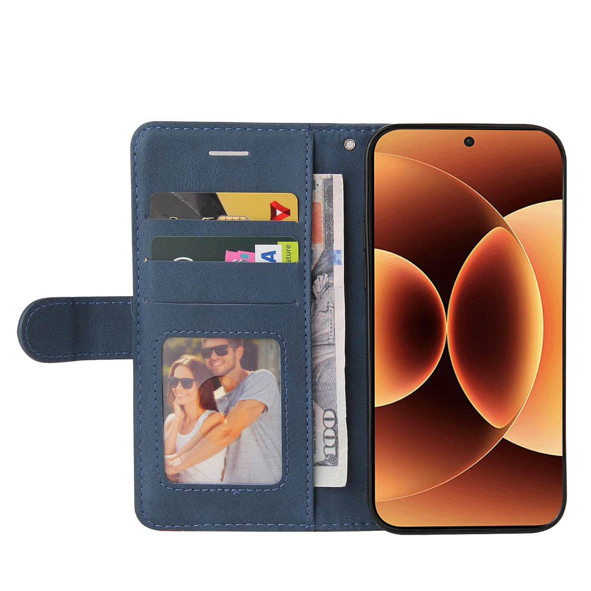 For Xiaomi 17 Pro Max Leather Phone Case Stand Wallet with Bi-colour Splicing Design - Blue