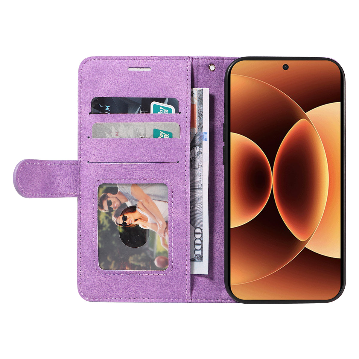 For Xiaomi 17 Pro Max Leather Phone Case Stand Wallet with Bi-colour Splicing Design - Purple