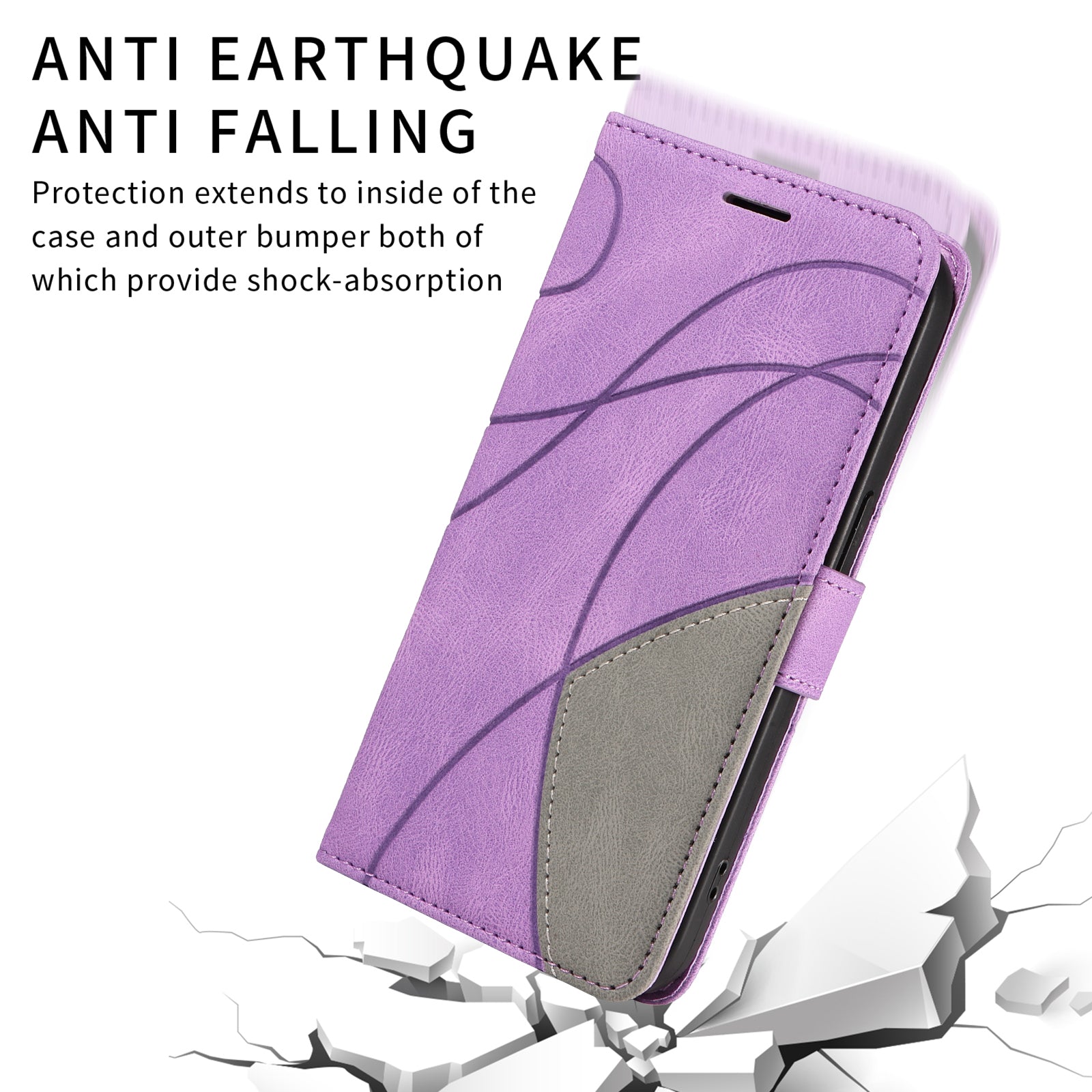 For Xiaomi 17 Pro Max Leather Phone Case Stand Wallet with Bi-colour Splicing Design - Purple