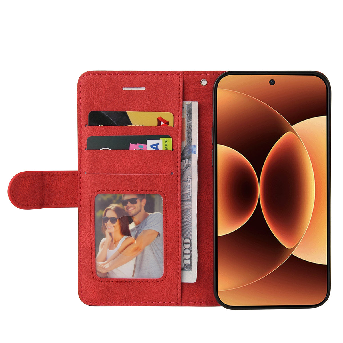 For Xiaomi 17 Pro Max Leather Phone Case Stand Wallet with Bi-colour Splicing Design - Red