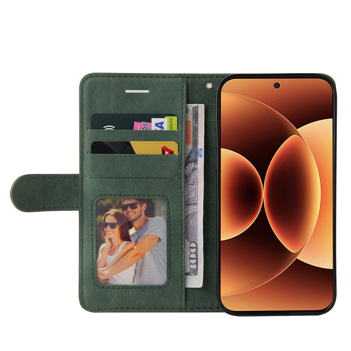 For Xiaomi 17 Pro Max Leather Phone Case Stand Wallet with Bi-colour Splicing Design - Green