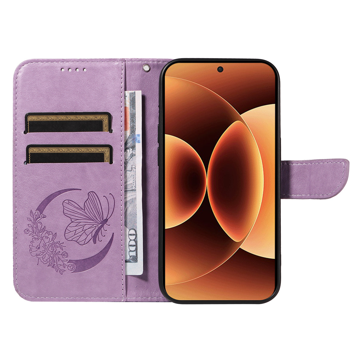 For Xiaomi 17 Pro Max Case Butterfly Pattern PU Leather Folio Flip Phone Cover -  Light Purple