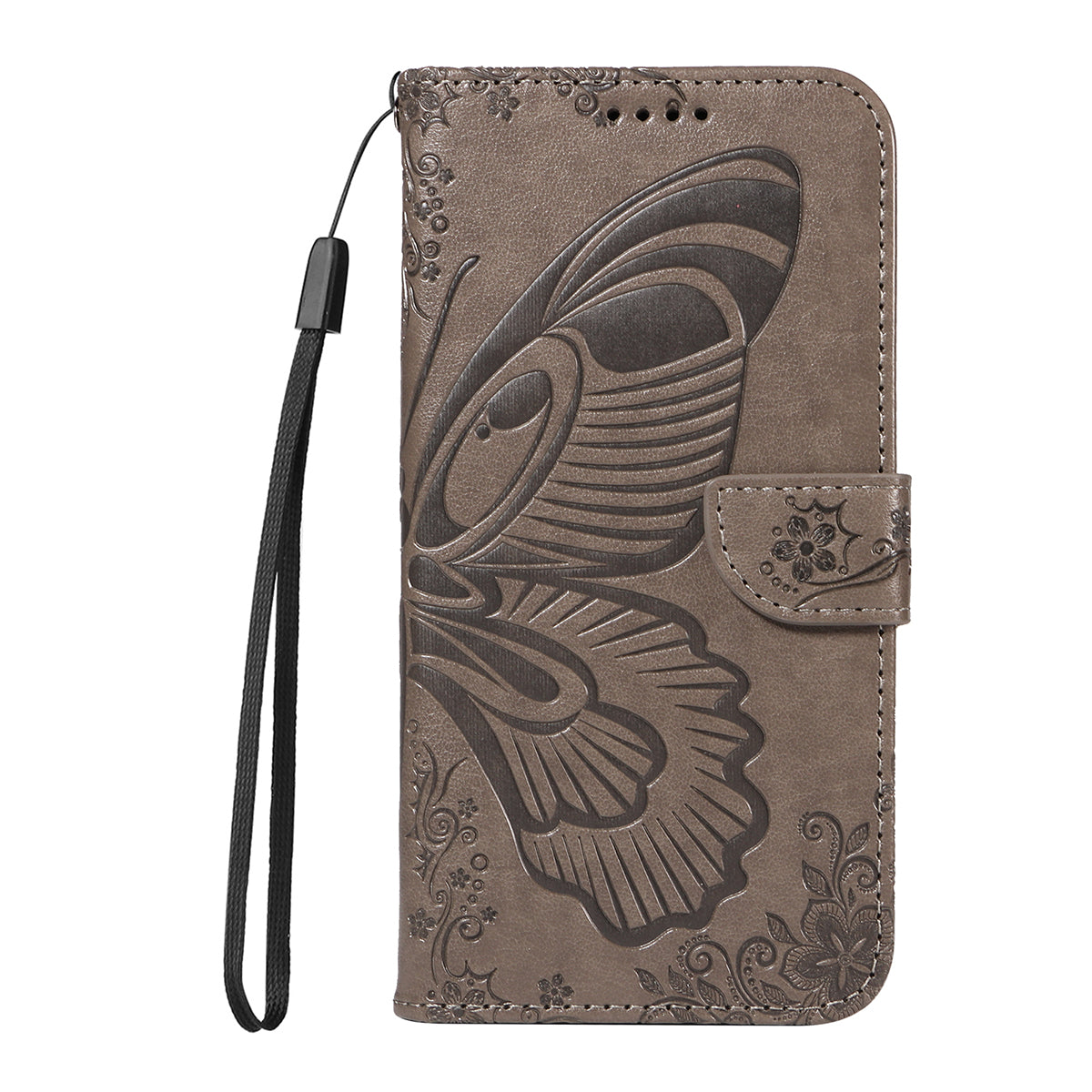 For Xiaomi 17 Pro Max Case Butterfly Pattern PU Leather Folio Flip Phone Cover - Grey