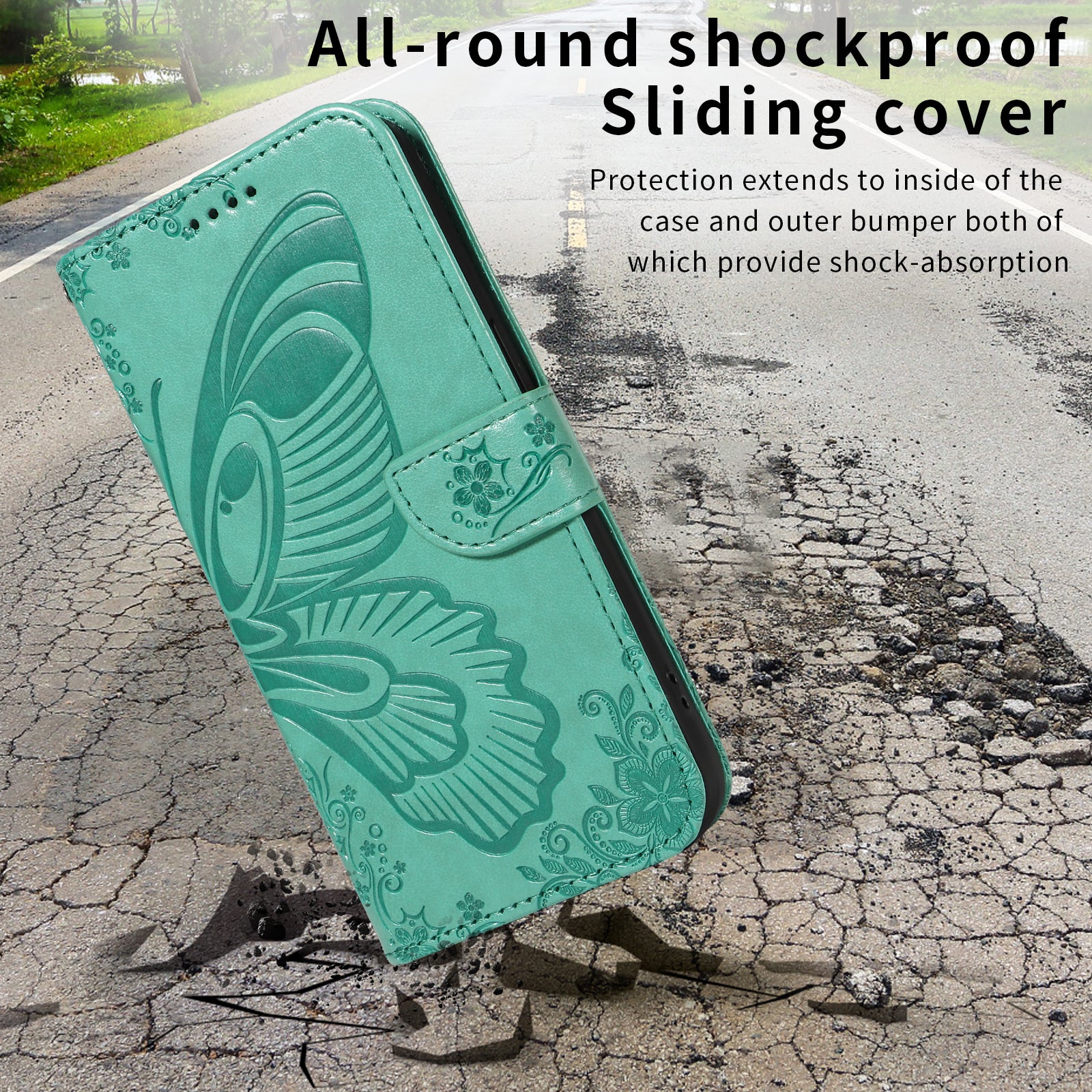 For Xiaomi 17 Pro Max Case Butterfly Pattern PU Leather Folio Flip Phone Cover -  Green