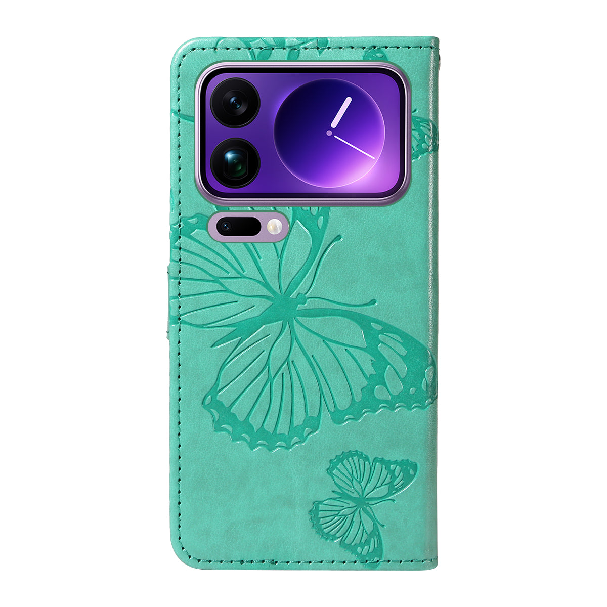 For Xiaomi 17 Pro Max Wallet Case Floral Butterfly Imprinted Leather Phone Cover Stand -  Green