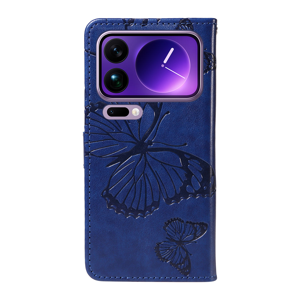 For Xiaomi 17 Pro Max Wallet Case Floral Butterfly Imprinted Leather Phone Cover Stand - Blue