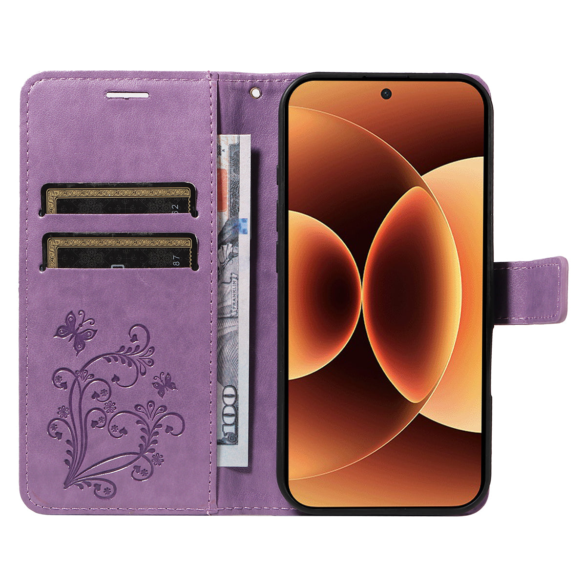 For Xiaomi 17 Pro Max Wallet Case Floral Butterfly Imprinted Leather Phone Cover Stand - Light Purple