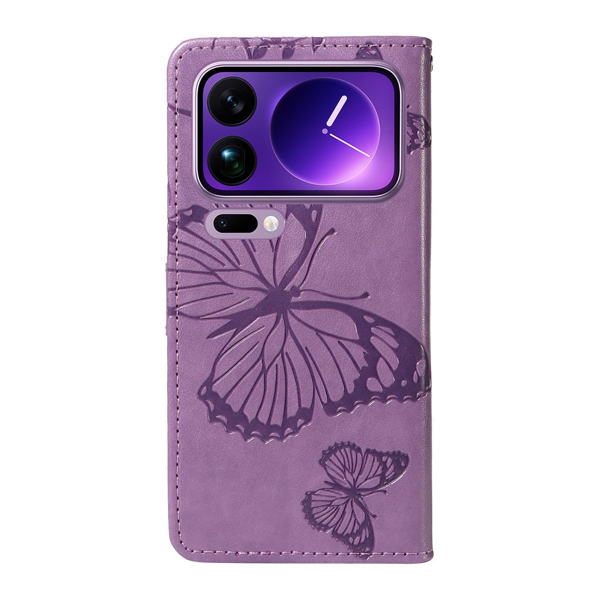 For Xiaomi 17 Pro Max Wallet Case Floral Butterfly Imprinted Leather Phone Cover Stand - Light Purple