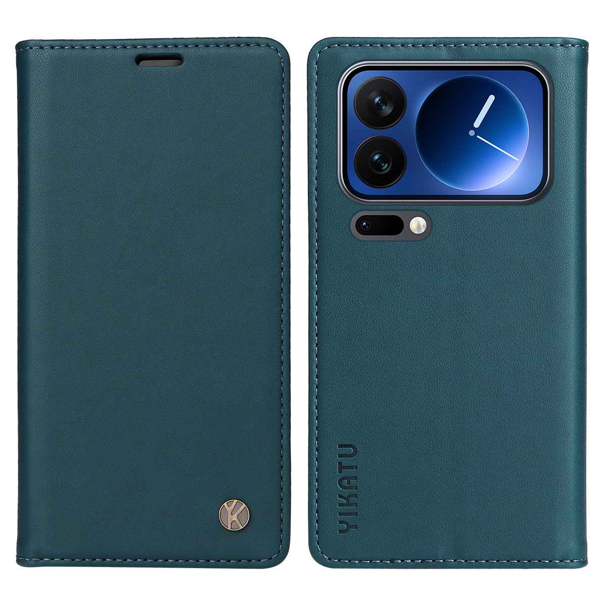 For Xiaomi 17 Pro Phone Cases YIKATU Magnetic Closure PU Leather Mobile Cover - Green
