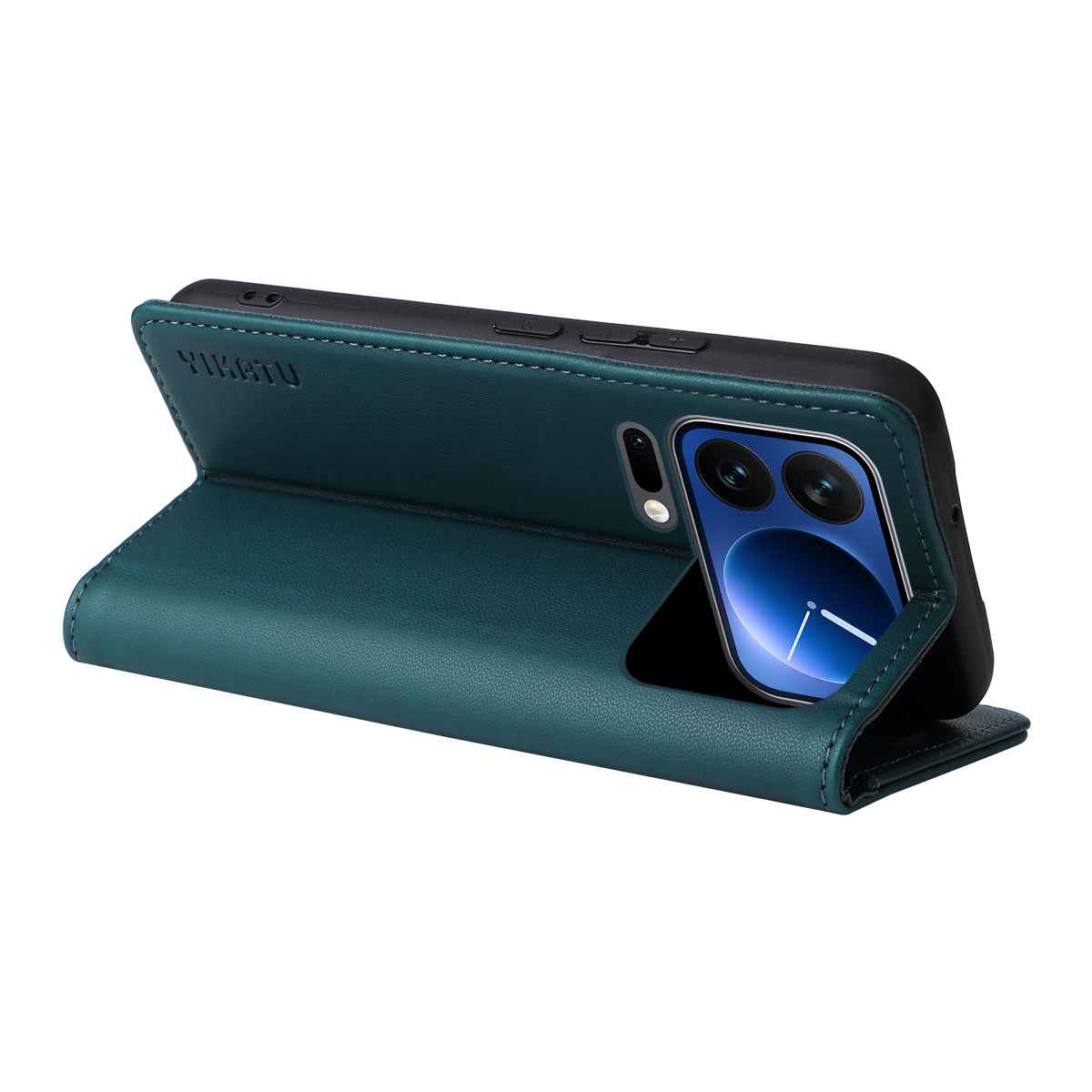 For Xiaomi 17 Pro Phone Cases YIKATU Magnetic Closure PU Leather Mobile Cover - Green