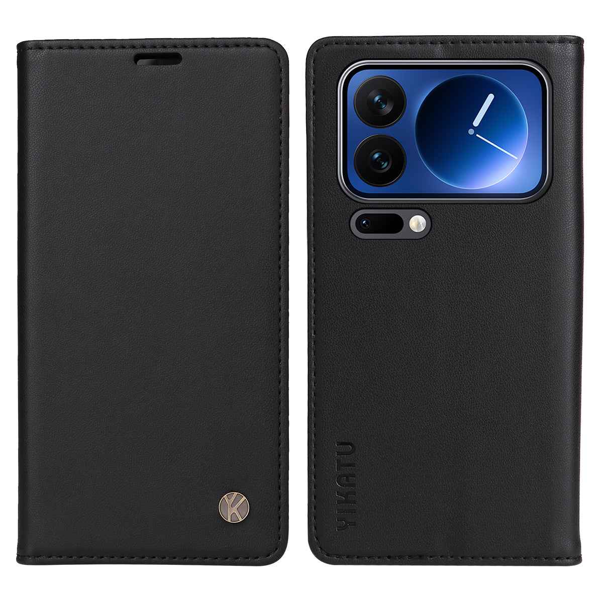 For Xiaomi 17 Pro Phone Cases YIKATU Magnetic Closure PU Leather Mobile Cover - Black