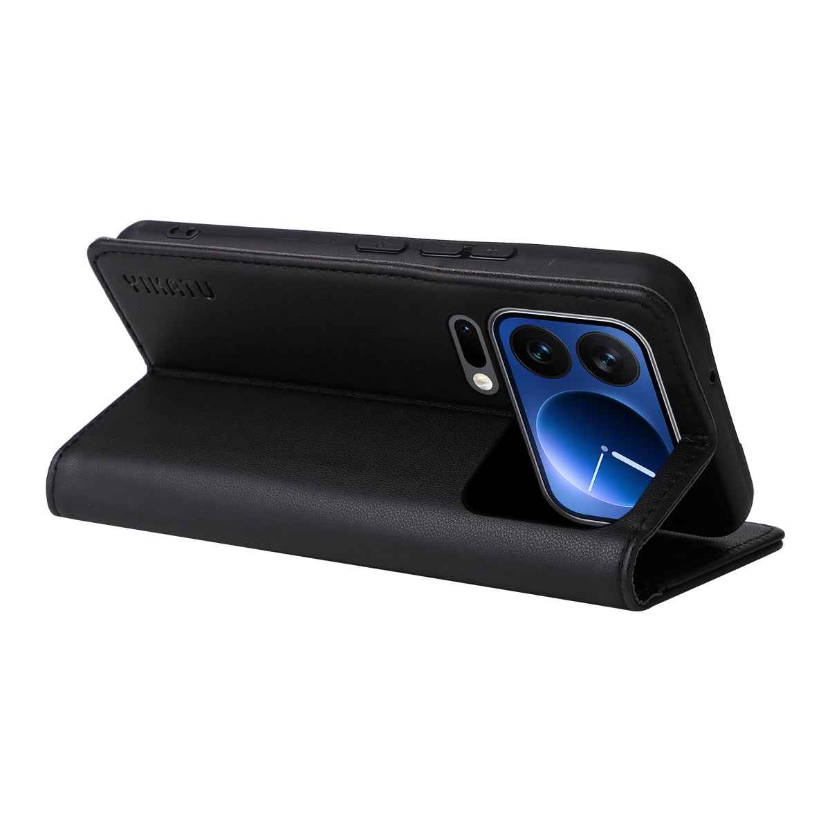For Xiaomi 17 Pro Phone Cases YIKATU Magnetic Closure PU Leather Mobile Cover - Black