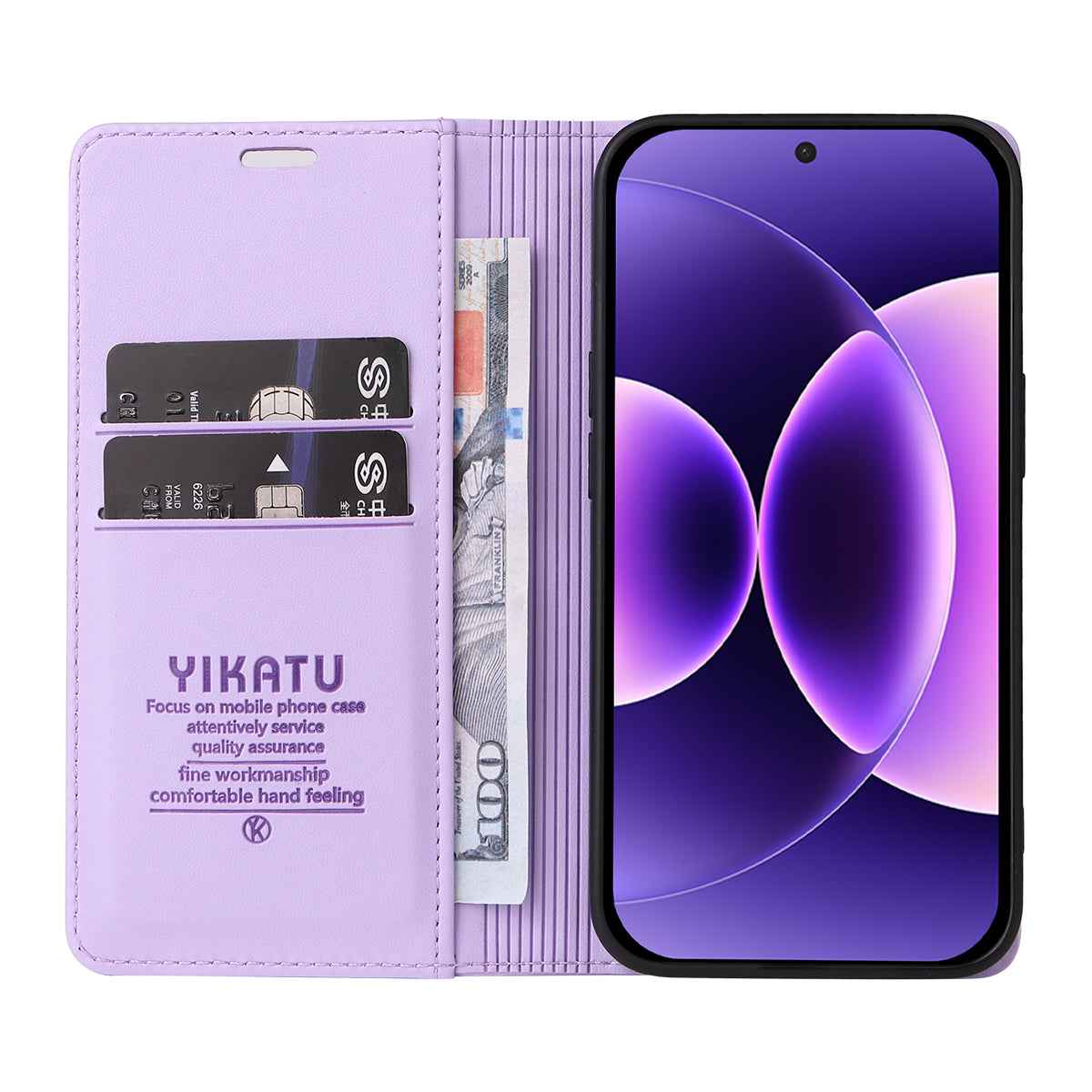 For Xiaomi 17 Pro Phone Cases YIKATU Magnetic Closure PU Leather Mobile Cover -  Light Purple