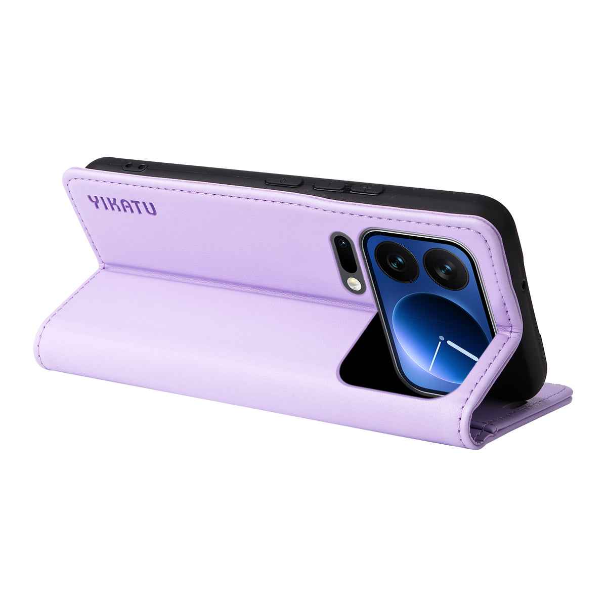 For Xiaomi 17 Pro Phone Cases YIKATU Magnetic Closure PU Leather Mobile Cover -  Light Purple