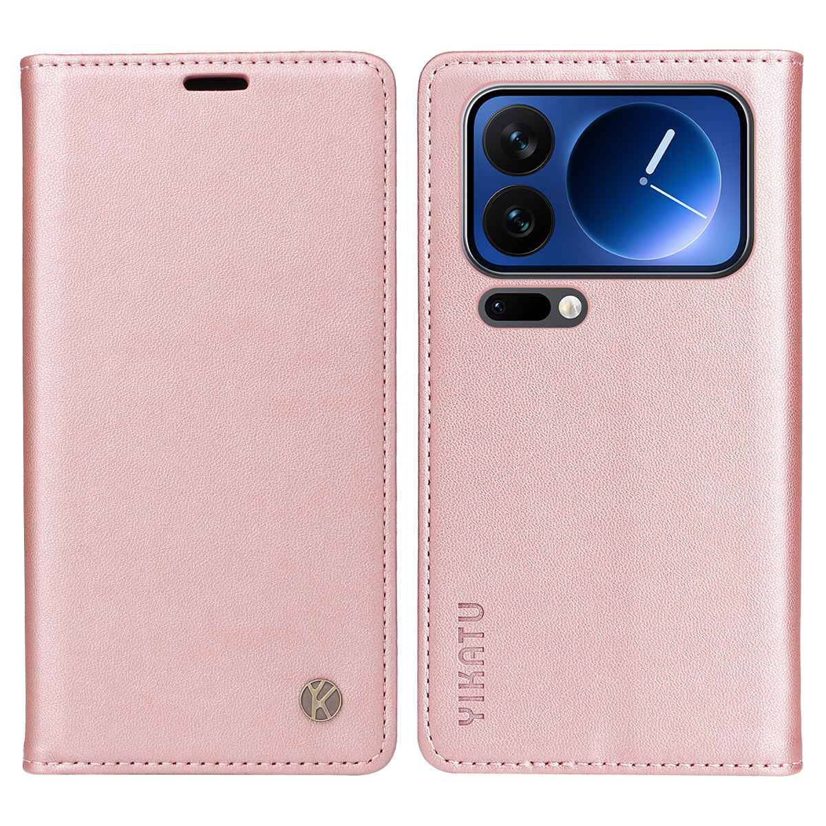 For Xiaomi 17 Pro Phone Cases YIKATU Magnetic Closure PU Leather Mobile Cover -  Rose Gold