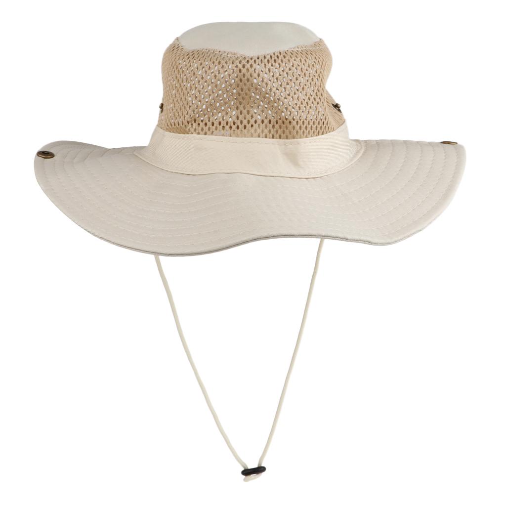 Outdoor Mesh Boonie Hat Wide Brim Breathable Hunting Fishing Safari Sun Hat Beige