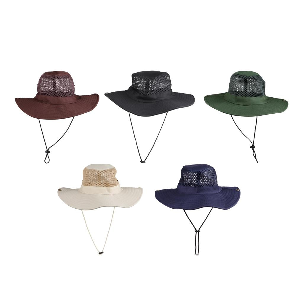 Outdoor Mesh Boonie Hat Wide Brim Breathable Hunting Fishing Safari Sun Hat Beige