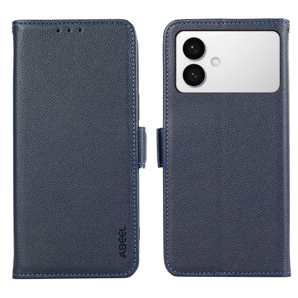 ABEEL-For-Samsung-Galaxy-S26-Edge-Case-Litchi-Texture-Leather-RFID-Blocking-Phone-Cover-Blue