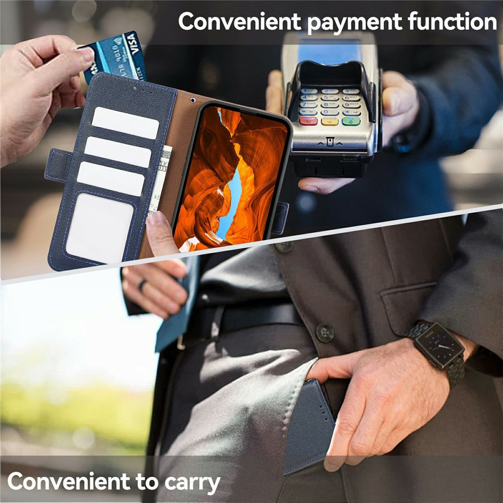 ABEEL-For-Samsung-Galaxy-S26-Edge-Case-Litchi-Texture-Leather-RFID-Blocking-Phone-Cover-Blue