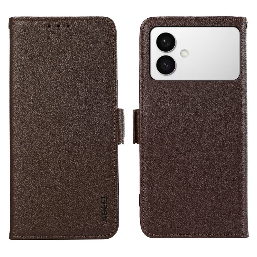 ABEEL-For-Samsung-Galaxy-S26-Edge-Case-Litchi-Texture-Leather-RFID-Blocking-Phone-Cover-Brown