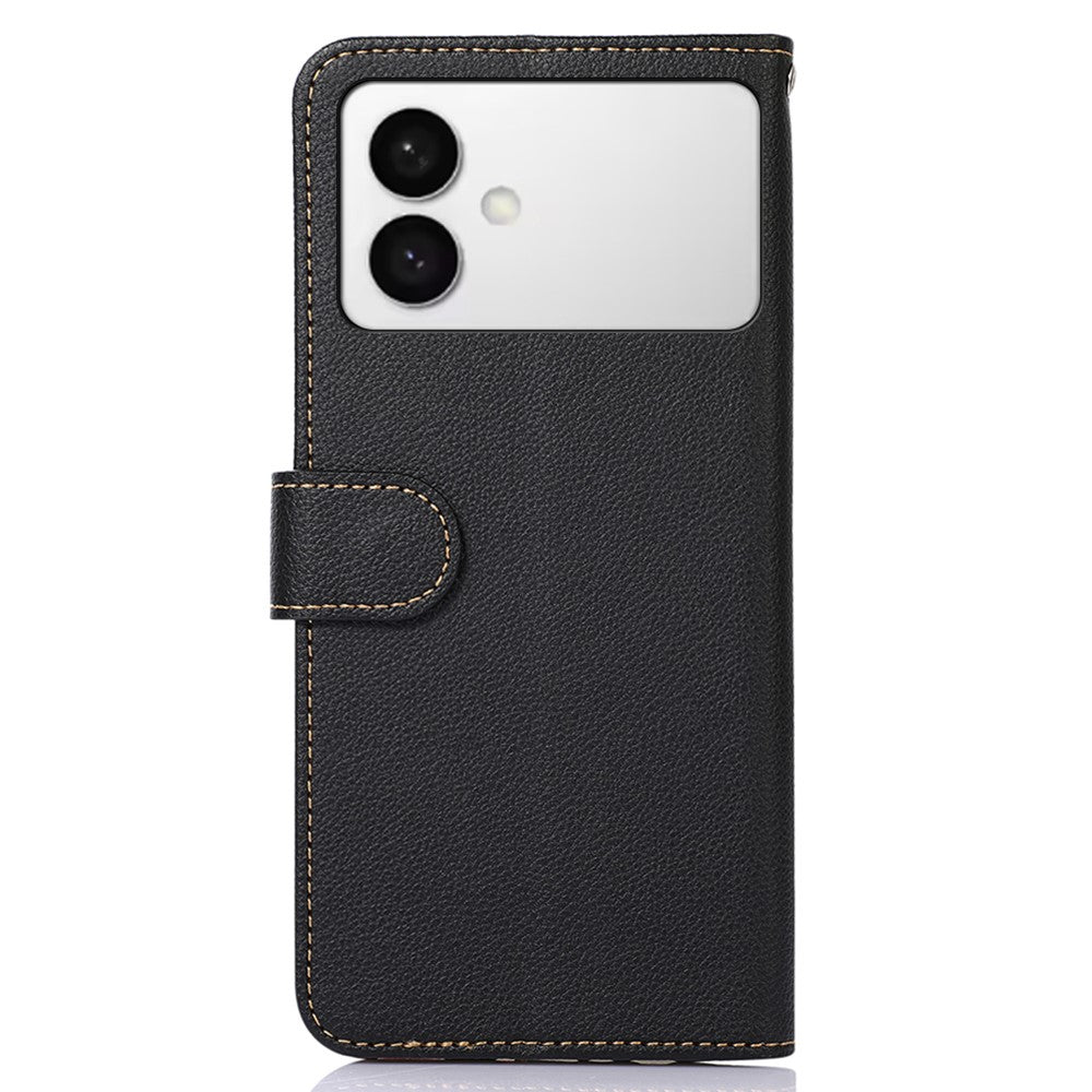 KHAZNEH-For-Samsung-Galaxy-S26-Edge-Case-RFID-Blocking-Wallet-PU-Leather-Phone-Cover-with-Strap-Black