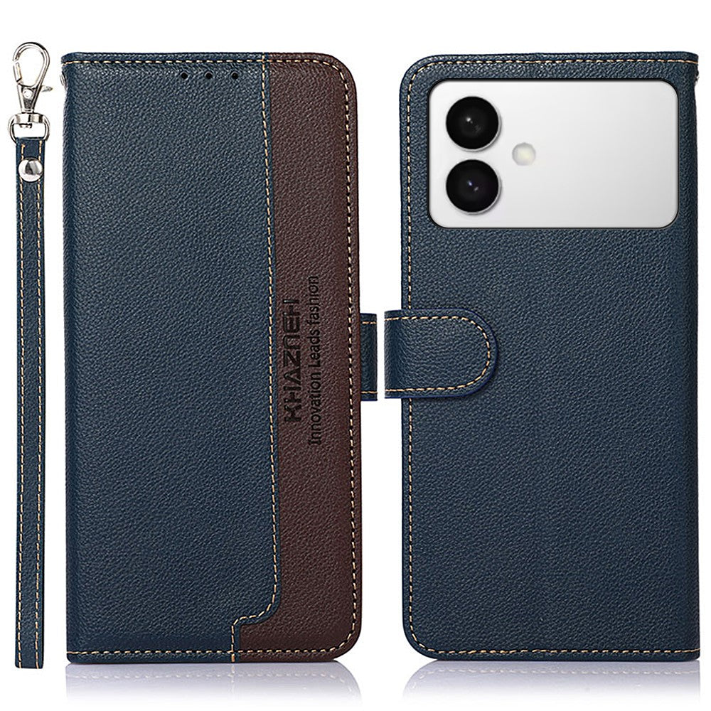 KHAZNEH-For-Samsung-Galaxy-S26-Edge-Case-RFID-Blocking-Wallet-PU-Leather-Phone-Cover-with-Strap-Blue