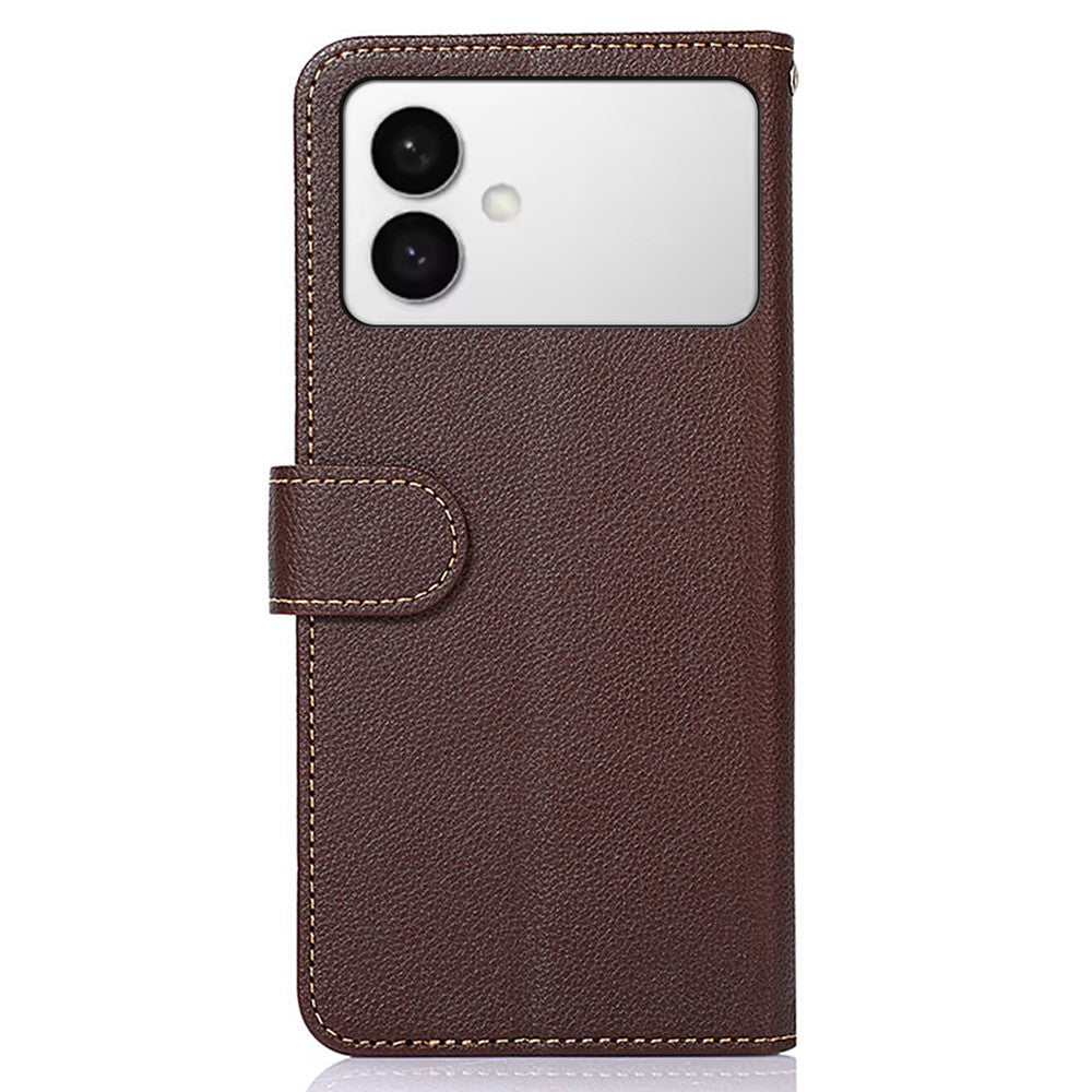KHAZNEH-For-Samsung-Galaxy-S26-Edge-Case-RFID-Blocking-Wallet-PU-Leather-Phone-Cover-with-Strap-Brown
