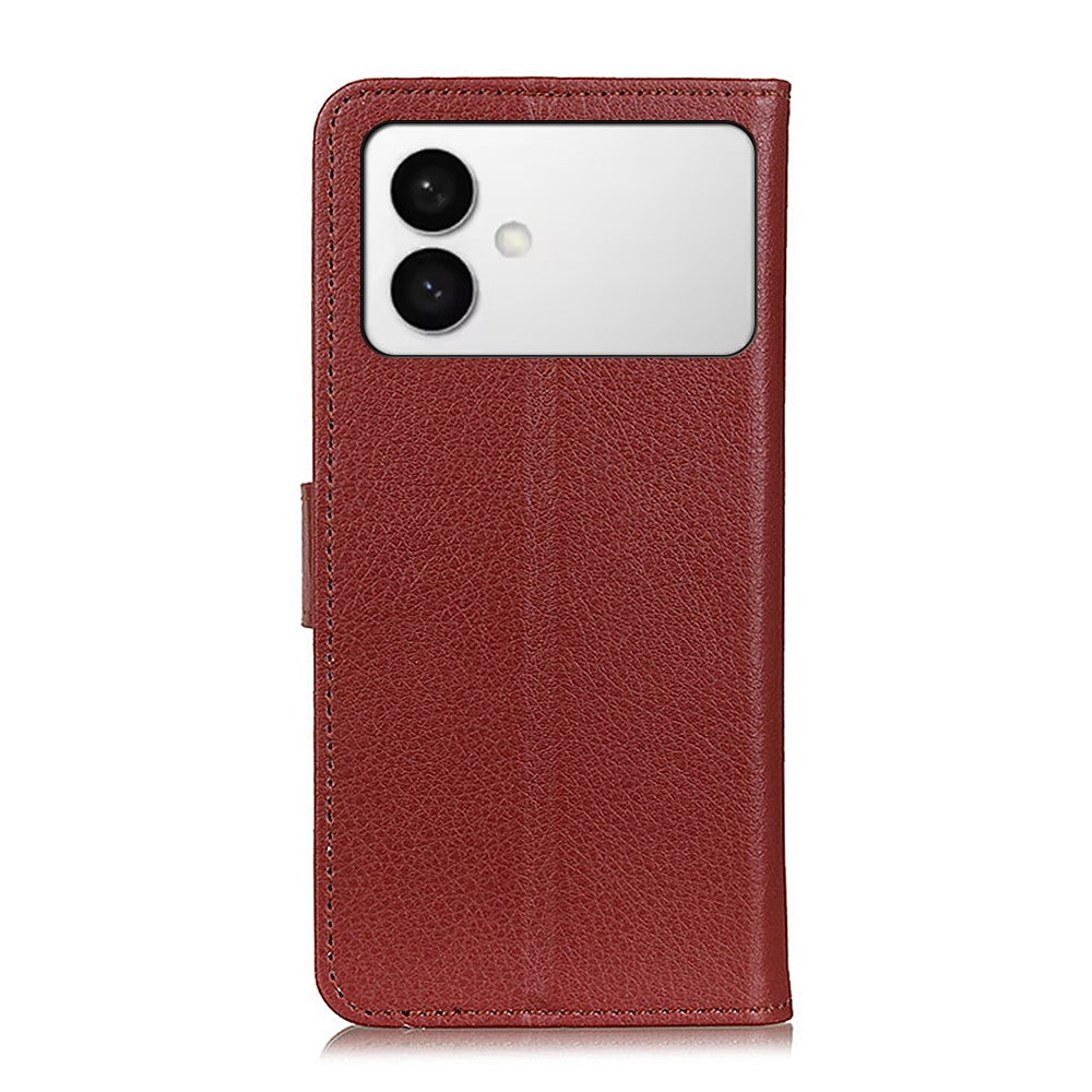 For-Samsung-Galaxy-S26-Edge-Wallet-Case-PU-Leather-Phone-Cover-Litchi-Texture-Brown