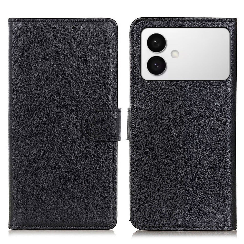 For-Samsung-Galaxy-S26-Edge-Wallet-Case-PU-Leather-Phone-Cover-Litchi-Texture-Black
