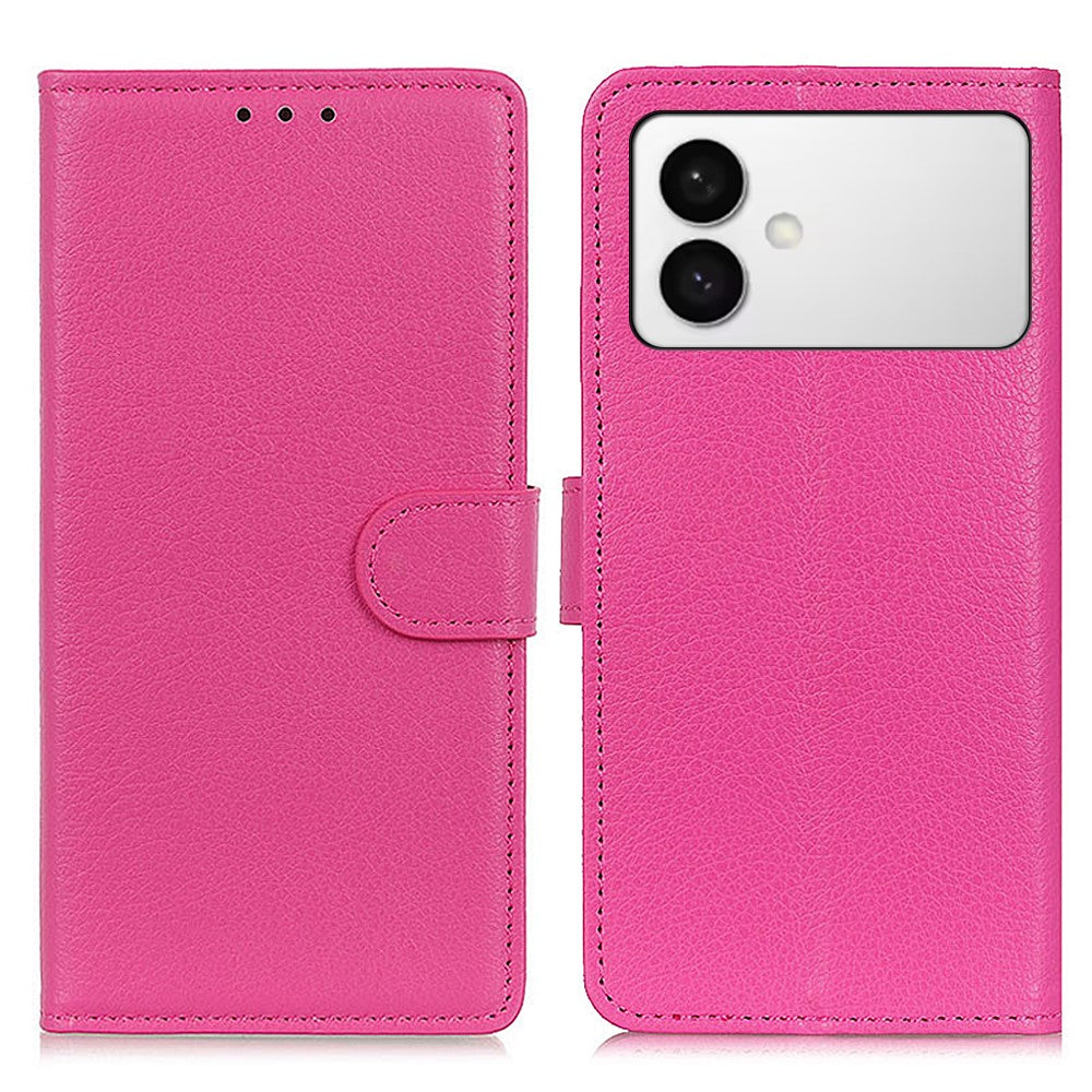 For-Samsung-Galaxy-S26-Edge-Wallet-Case-PU-Leather-Phone-Cover-Litchi-Texture-Rose