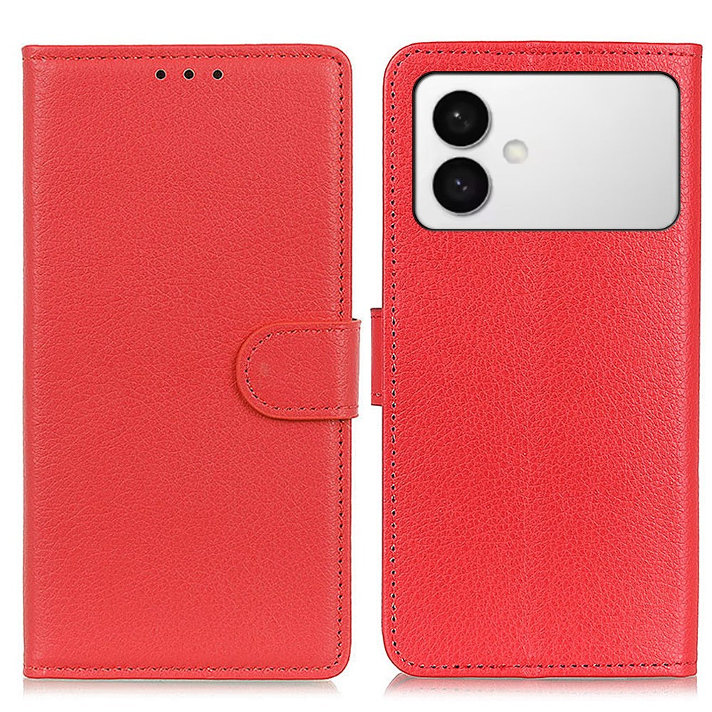 For-Samsung-Galaxy-S26-Edge-Wallet-Case-PU-Leather-Phone-Cover-Litchi-Texture-Red