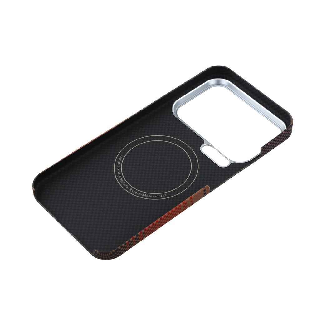 For Xiaomi 17 Pro Case Gradient Aramid Fiber Magnetic Phone Cover with Metal Lens Frame - Sunset Yellow