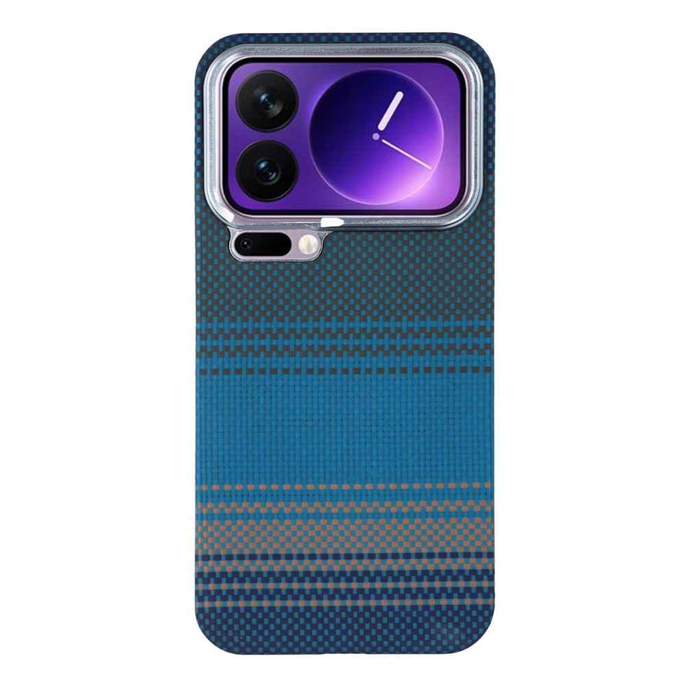 For Xiaomi 17 Pro Case Gradient Aramid Fiber Magnetic Phone Cover with Metal Lens Frame - Blue Floating Weave