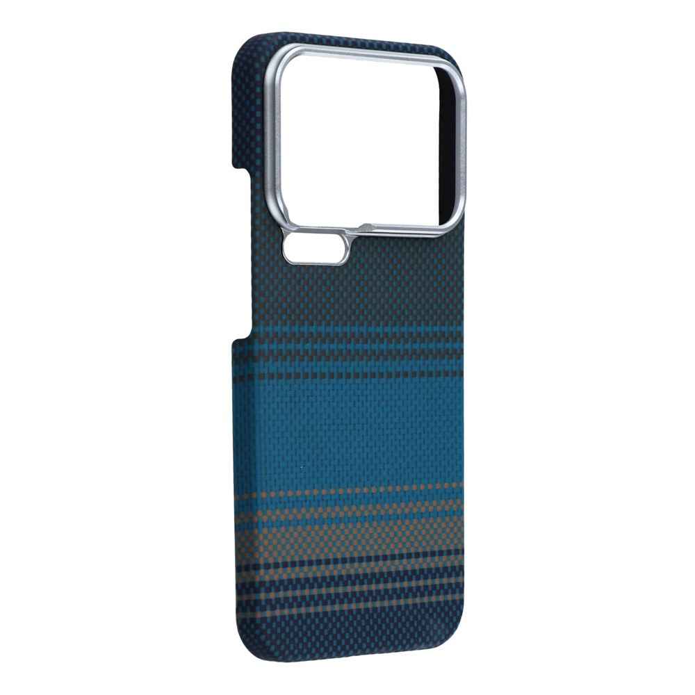 For Xiaomi 17 Pro Case Gradient Aramid Fiber Magnetic Phone Cover with Metal Lens Frame - Blue Floating Weave