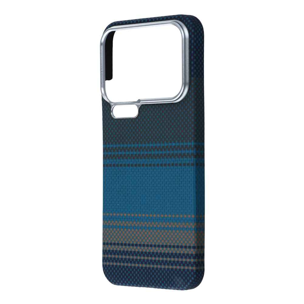 For Xiaomi 17 Pro Case Gradient Aramid Fiber Magnetic Phone Cover with Metal Lens Frame - Blue Floating Weave
