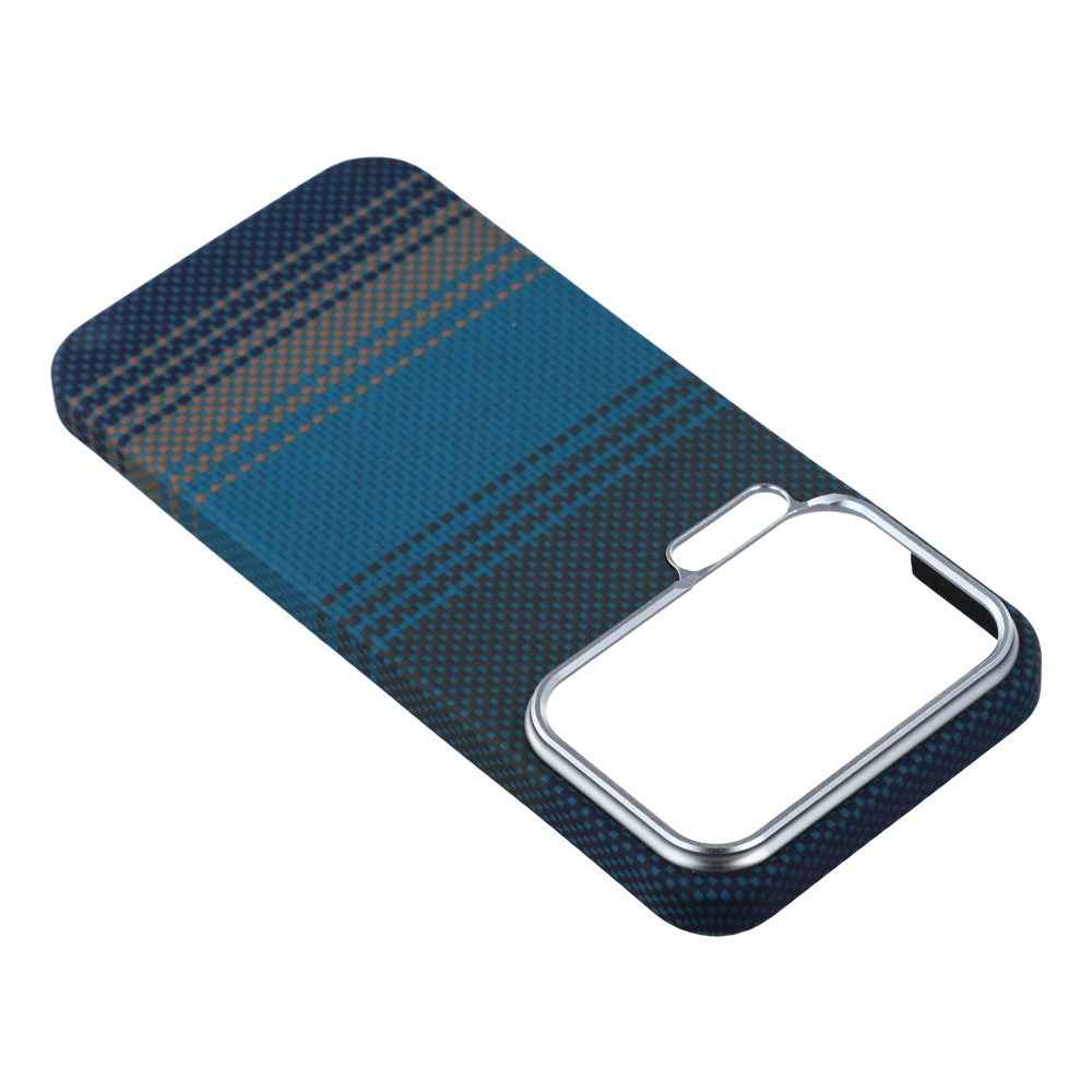 For Xiaomi 17 Pro Case Gradient Aramid Fiber Magnetic Phone Cover with Metal Lens Frame - Blue Floating Weave