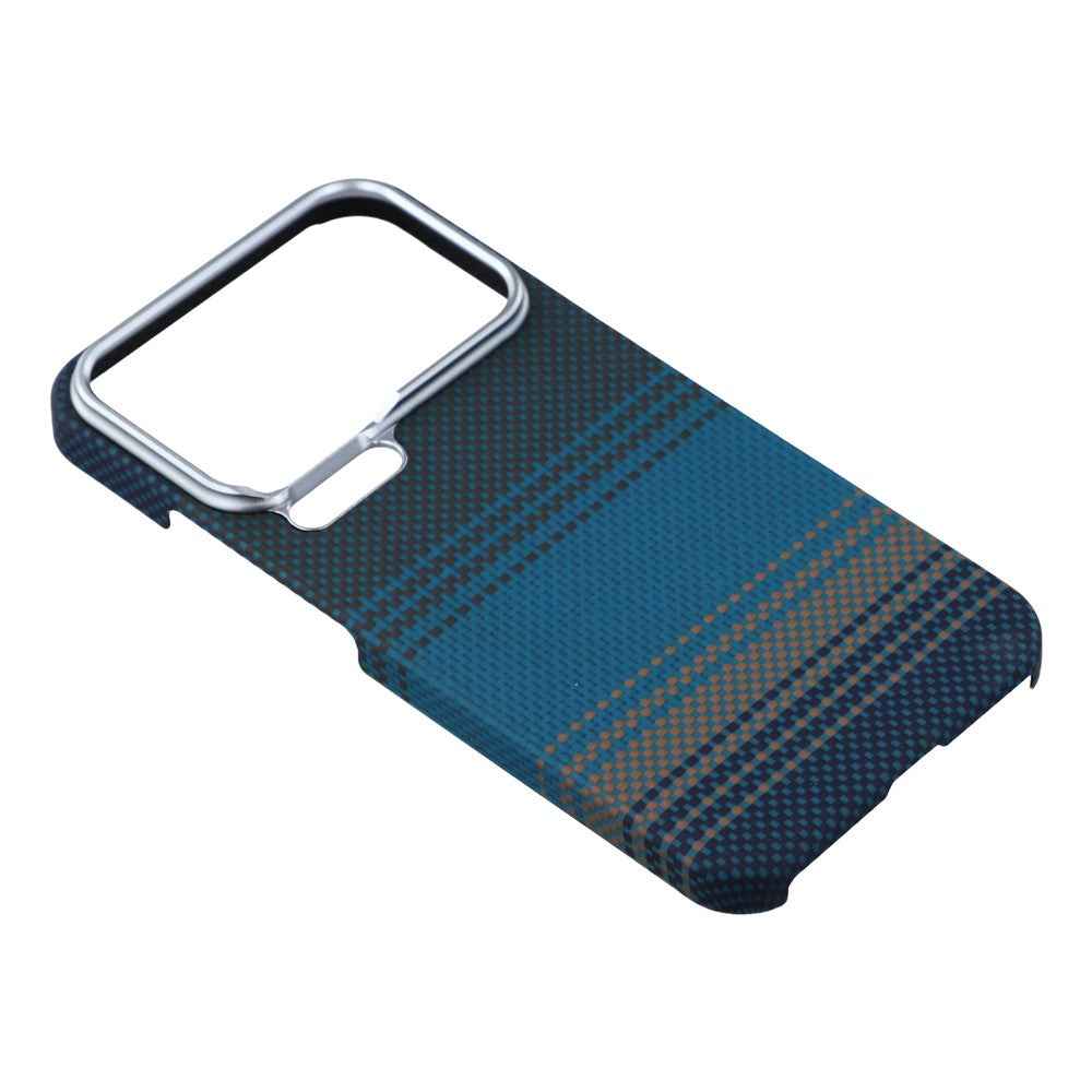 For Xiaomi 17 Pro Case Gradient Aramid Fiber Magnetic Phone Cover with Metal Lens Frame - Blue Floating Weave