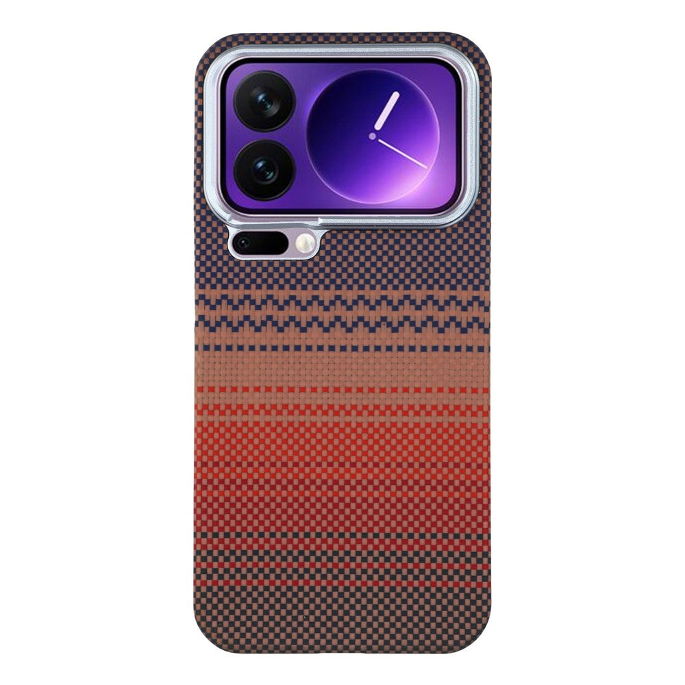 For Xiaomi 17 Pro Max Case Gradient Aramid Fiber Magnetic Phone Cover with Metal Lens Frame - Sunset Yellow