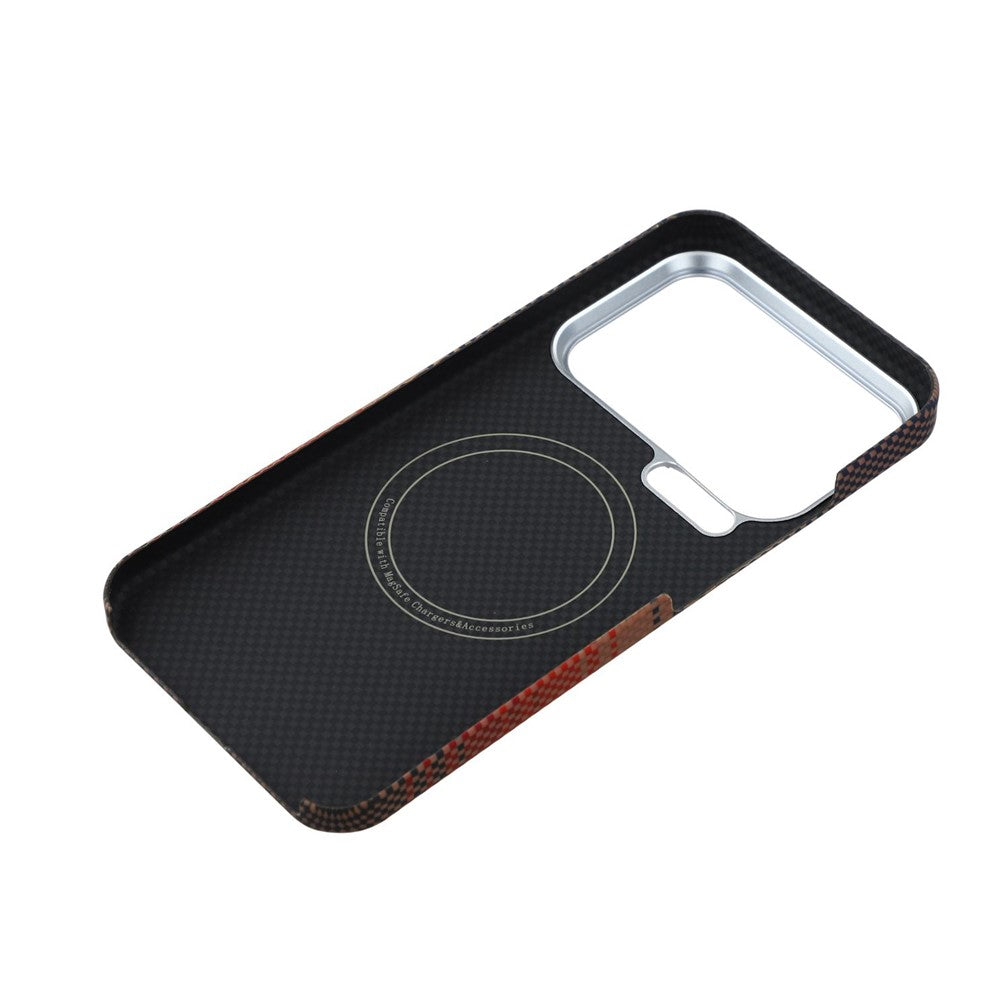 For Xiaomi 17 Pro Max Case Gradient Aramid Fiber Magnetic Phone Cover with Metal Lens Frame - Sunset Yellow