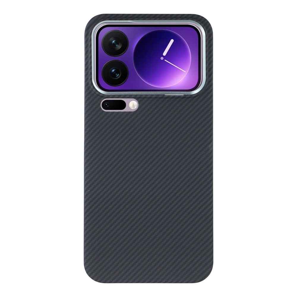 For Xiaomi 17 Pro Magnetic Case Aramid Fiber 600D Fine Texture Phone Cover Metal Lens Frame - Black
