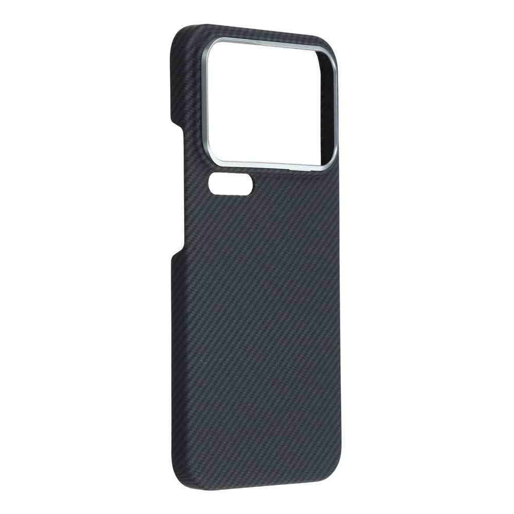For Xiaomi 17 Pro Magnetic Case Aramid Fiber 600D Fine Texture Phone Cover Metal Lens Frame - Black