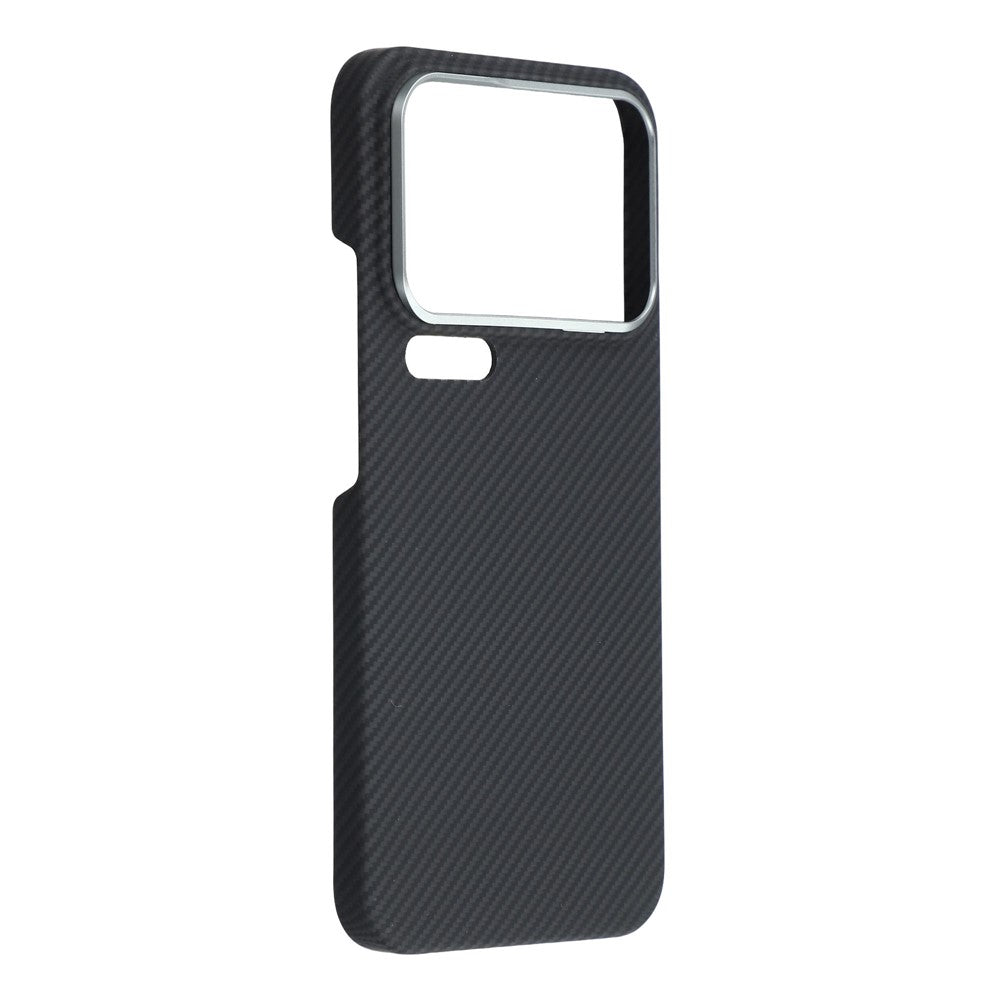 For Xiaomi 17 Pro Max Magnetic Case Aramid Fiber 600D Fine Texture Phone Cover Metal Lens Frame - Black